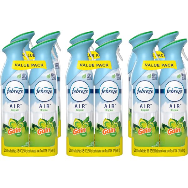 Febreze Air Freshener Spray Spray - 8.8 fl oz (0.3 quart) - Gain Original - 12 / Carton - Odor Neutralizer, VOC-free