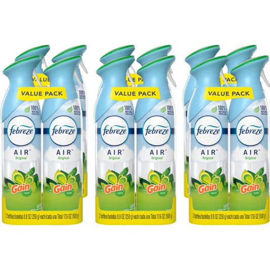 Febreze Air Freshener Spray Spray - 8.8 fl oz (0.3 quart) - Gain Original - 12 / Carton - Odor Neutralizer, VOC-free