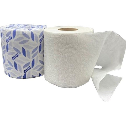 Genuine Joe 2-ply Bath Tissue 2 Ply - 4.50" x 3" - 500 Sheets/Roll - White - Fiber - Perforated, Absorbent, Soft - For Bathroom, Restroom - 96 / Carton