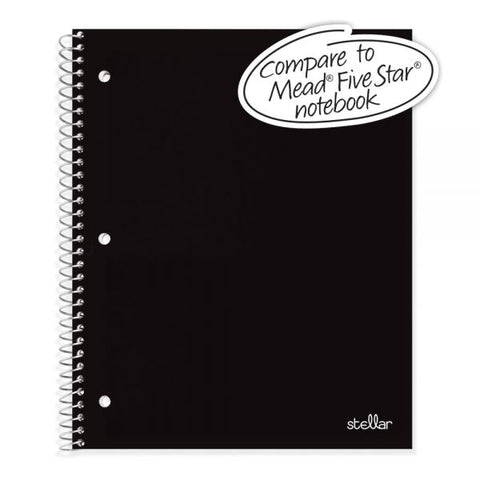 Stellar Poly Notebook, 8-1/2" x 11", 1 Subject, College Ruled, 100 Sheets, Black