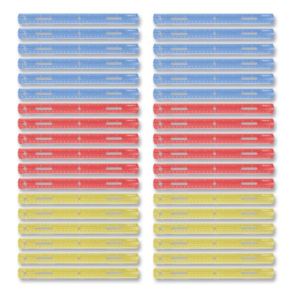 Westcott Plastic Ruler, Standard/Metric, 12" (30 cm) Long, Assorted Translucent Colors