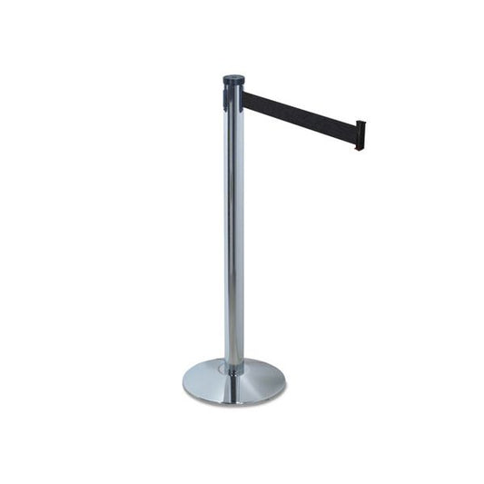 Tatco Adjusta-Tape Crowd Control Stanchion Base Only, Polished Aluminum, 14" Diameter, Silver, 2/Box