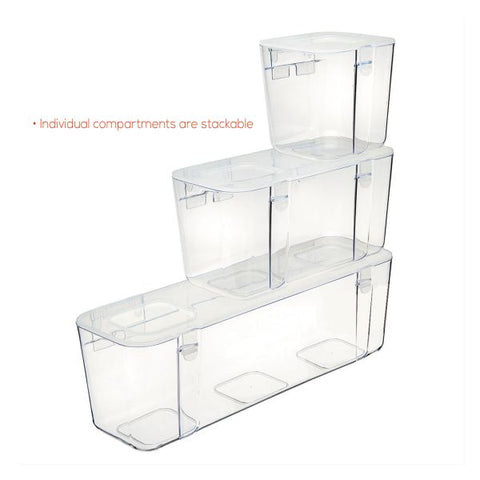 deflecto Stackable Caddy Organizer, Large, Plastic, 13.24 x 4 x 4.38, White