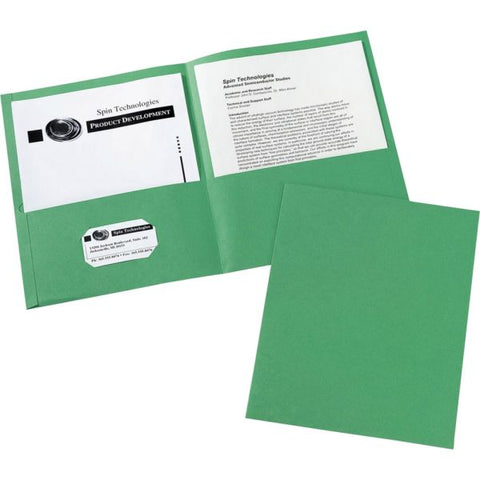 Avery Two-Pocket Folder, 40-Sheet Capacity, 11 x 8.5, Green, 25/Box