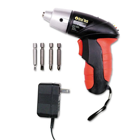 Great Neck 4.8V Cordless Screwdriver, 4 Bits, 200RPM