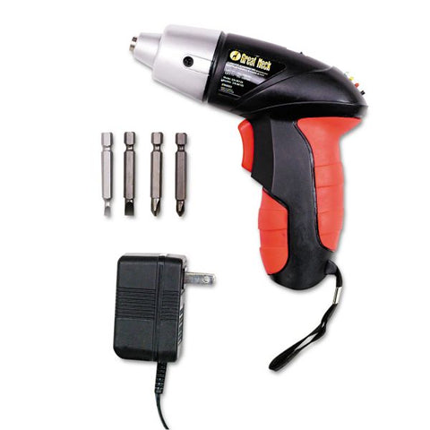 Great Neck 4.8V Cordless Screwdriver, 4 Bits, 200RPM