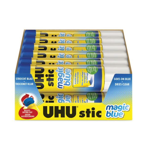 UHU Stic Permanent Glue Stick, 1.41 oz, Applies Blue, Dries Clear