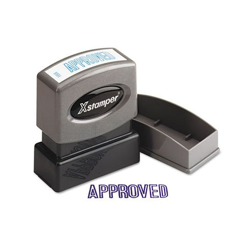 Xstamper APPROVED Title Stamp Message Stamp - "APPROVED" - 0.50" Impression Width x 1.63" Impression Length - 100000 Impression(s) - Blue - Recycled - 1Each