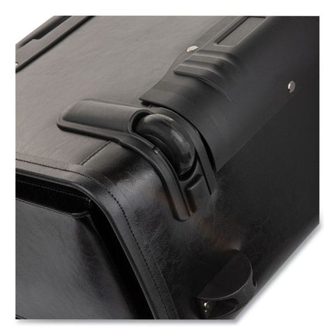 Catalog Case on Wheels, Fits Devices Up to 17.3", Leather, 19 x 9 x 15.5, Black 19" x 9" x 15.5" - Top-Loading - Lockable - 17" Screen Support - Leather - Black