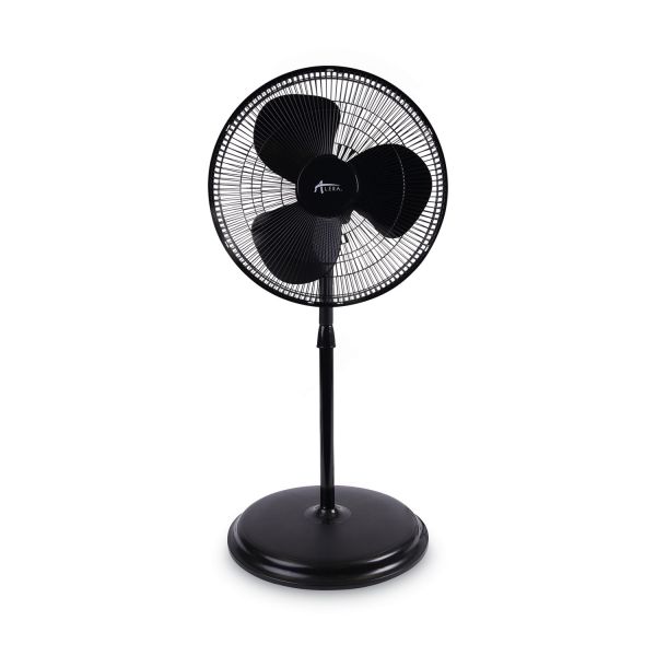 Alera 16" 3-Speed Oscillating Pedestal Stand Fan, Metal, Plastic, Black