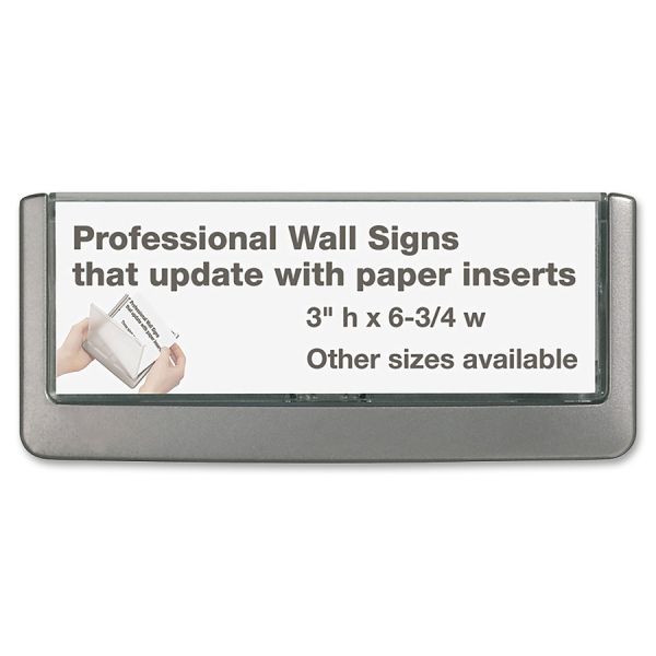 Durable Office Products CLICK SIGN Holder 5.88" x 2" Insert Size - Plastic - Graphite/Clear - 1 Each