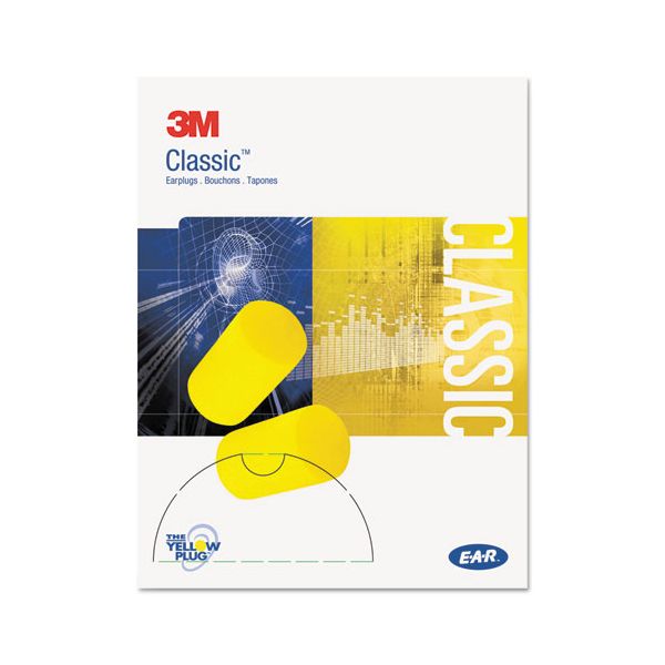 3M E-A-R Classic Small Earplugs in Pillow Paks, Cordless, PVC Foam, Yellow, 200 Pairs/Box