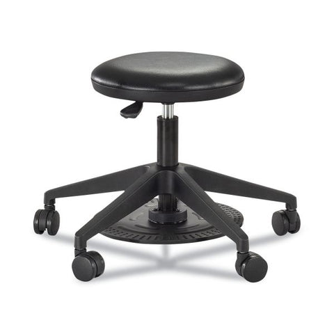 Safco Lab Stool with Foot Pedal Vinyl Seat - Black, Chrome - 1 Each