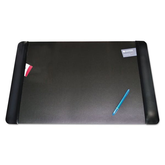 Artistic Executive Desk Pad with Antimicrobial Protection, Leather-Like Side Panels, 36 x 20, Black