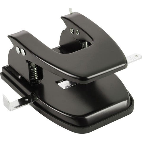 Business Source Heavy-Duty Two-Hole Punch 2 Punch Heads - 9/32" Hole Diameter - 30 Sheet Capacity - Black