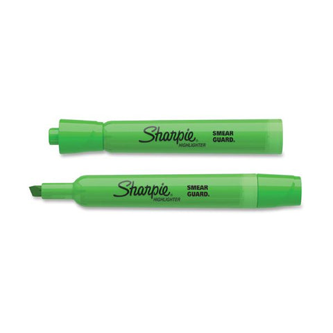 Sharpie Tank Style Highlighters, Fluorescent Green Ink, Chisel Tip, Green Barrel, Dozen