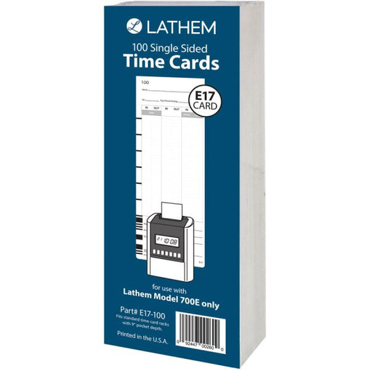 Lathem Model 700E Clock Single Sided Time Cards White - Black Print Color - 100 / Pack