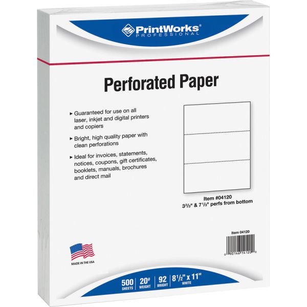 Laser3 Micro Perf (3-2/3", 7-1/3") Copy/Laser Paper Letter - 8 1/2" x 11" - 20 lb Paper Weight - White - 500 Sheets/ Ream - 1 Ream