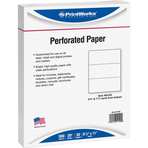 Laser3 Micro Perf (3-2/3", 7-1/3") Copy/Laser Paper Letter - 8 1/2" x 11" - 20 lb Paper Weight - White - 500 Sheets/ Ream - 1 Ream