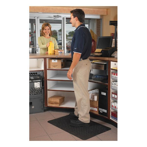 Genuine Joe Flex Step Anti-Fatigue Floor Mat 3 ft x 2 ft - Rubber - Black