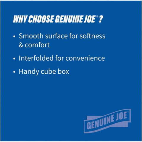 Genuine Joe 2-Ply Facial Tissues 85 Tissues/ Box - 36 Boxes/ Carton - 2-Ply - White Tissues