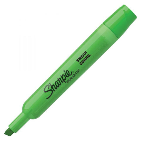 Sharpie Tank Style Highlighters, Fluorescent Green Ink, Chisel Tip, Green Barrel, Dozen