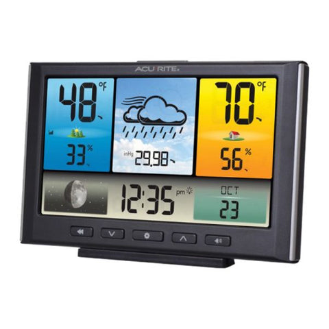 AcuRite Digital Weather Station / Weather Clock with Color Display Digital LCD - Weather Station330 ft - Humidity, Temperature, Atmospheric Pressure - Desktop, Wall Mountable