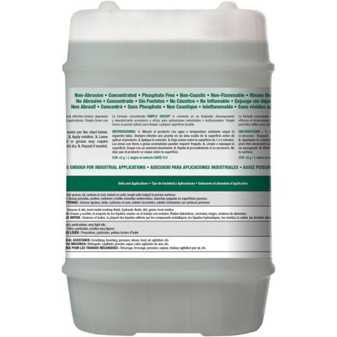 Simple Green Industrial Cleaner and Degreaser, Concentrated, 5 gal, Pail