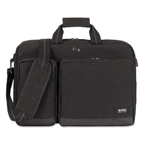 Solo Urban Hybrid Briefcase, Fits Devices Up to 15.6", Polyester, 5 x 17.25 x 17.24, Black Damage Resistant - Shoulder Strap - 12.5" Height x 17" Width x 5" Depth - 1 Each