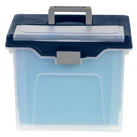 Mobile File Box, Large, Letter Size, 11-5/8"H x 13-13/6"W x 10"D, Clear/Blue