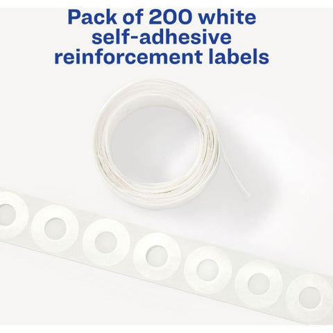 Avery Dispenser Pack Hole Reinforcements, 0.25" Dia, White, 200/Pack, (5729)