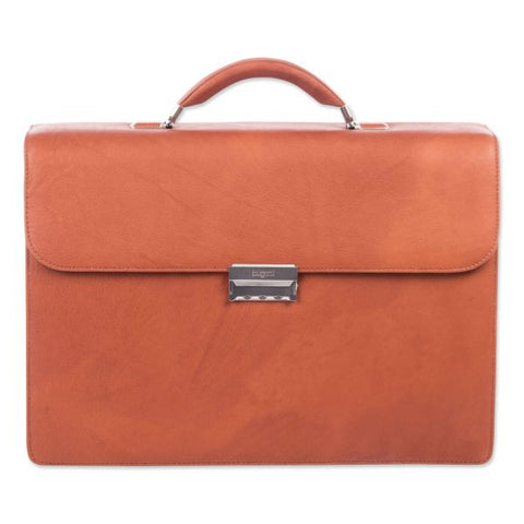 Swiss Mobility Milestone Briefcase, Fits Devices Up to 15.6", Leather, 5 x 5 x 12, Cognac