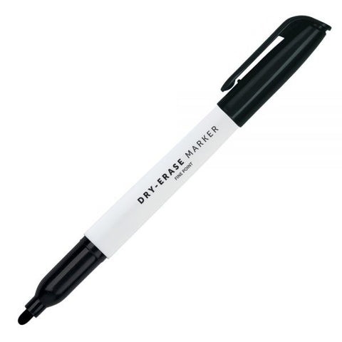 Low-Odor Pen-Style Dry-Erase Markers, Fine Point, 100% Recycled, Black Ink, Pack Of 12