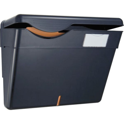 OIC Security Wall File Pocket With Lid Letter Size - 1 Pocket - Plastic - Black