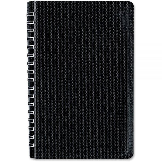 Blueline Poly Cover Notebook 6" x 9 3/8" Size - College Ruled - 80 Sheets - Twin-Wire Binding - White Paper - Black Cover - 1 Notebook