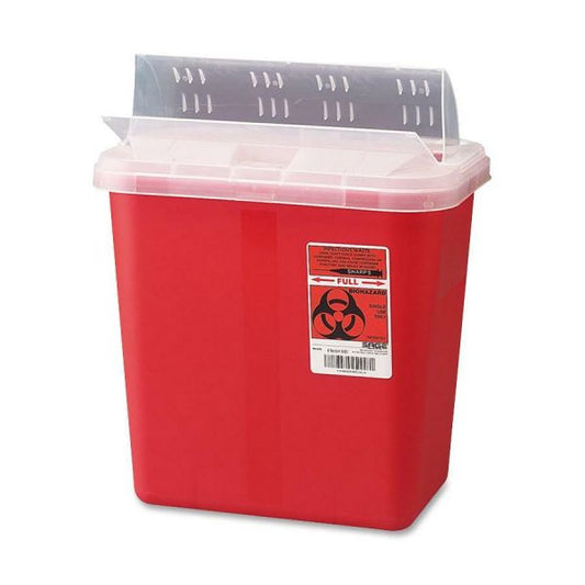 Covidien Sharps Medical Waste Container External Dimensions 12.75" Height x 10.50" Width x 7.25" Depth - Red