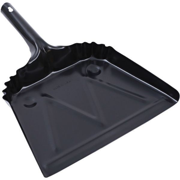 Genuine Joe Heavy-Duty Dustpans 12" Wide - Metal - Black - 12/ Carton