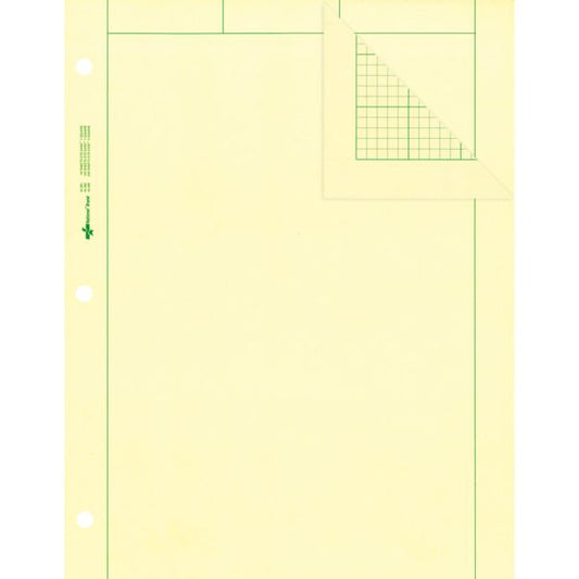 Rediform Computation Pads - Letter Letter Size (8 1/2" x 11") - 5 Squares/ Inch - Green With Green Ruling - 3-Hole Punched - 100 Sheets/ Pad - 1 Pad