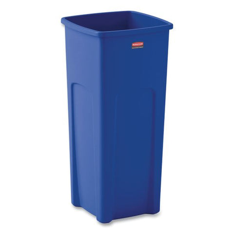 Rubbermaid Commercial Untouchable Square Waste Receptacle, 23 gal, Plastic, Blue