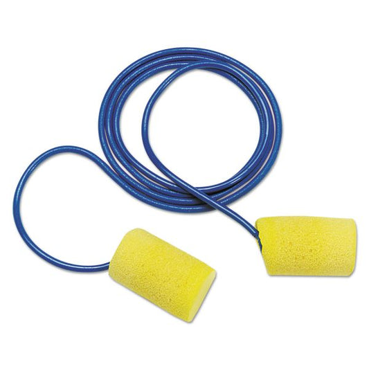 3M E-A-R Classic Earplugs, Corded, PVC Foam, Yellow, 200 Pairs/Box