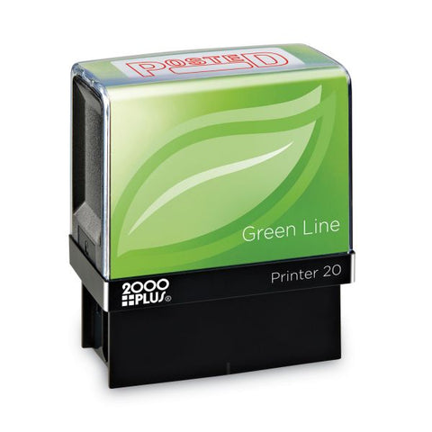 COSCO 2000PLUS Green Line Message Stamp, Posted, 1.5 x 0.56, Red