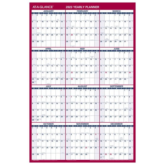 AT-A-GLANCE 2023 RY Vertical Horizontal Reversible Erasable Wall Calendar, With Marker, Large, 36" x 24"