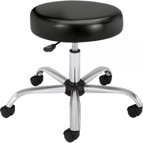 HON Adjustable Task/Lab Stool, Backless, Supports Up to 250 lb, 17.25" to 22" Seat Height, Black Seat, Steel Base