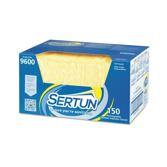 Sertun Color-Changing Rechargeable Sanitizer Towels, 13.5 x 18, Yellow/White/Blue, 150/Carton