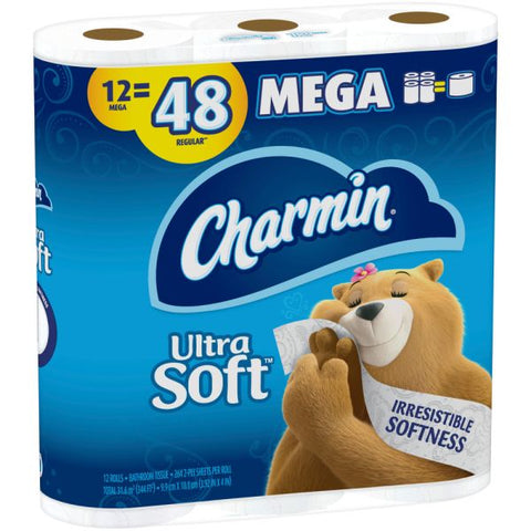 Charmin Ultra Soft 2-Ply Toilet Paper, 264 Sheets Per Roll, Pack Of 12 Rolls