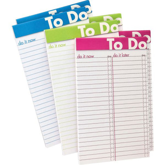 Ampad To Do List Notepads 5" x 8" - Special Ruled - Perforated - Assorted Colors On White Paper - 50 Sheets/ Pad - 6 Pads