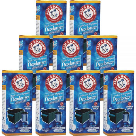 Arm & Hammer Trash Can and Dumpster Deodorizer with Baking Soda, Sprinkle Top, Original, Powder, 42.6 oz Box, 9/Carton