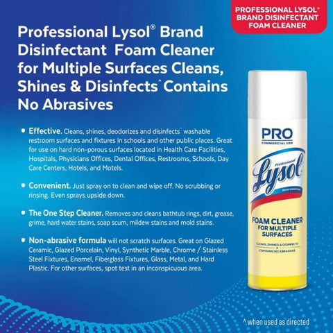 Lysol Disinfectant Foam Cleaner 24 oz Size - Aerosol - Fresh Clean Scent - 1 Each