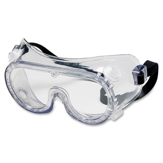 Crews Safety Goggles Polyvinyl Chloride (PVC) Frame, Rubber Strap, Polycarbonate Lens - 1 Each - Clear