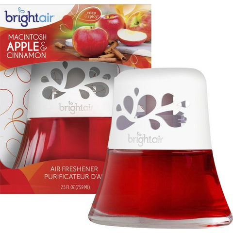 BRIGHT Air Scented Oil Air Freshener, Macintosh Apple and Cinnamon, Red, 2.5oz, 6/Carton